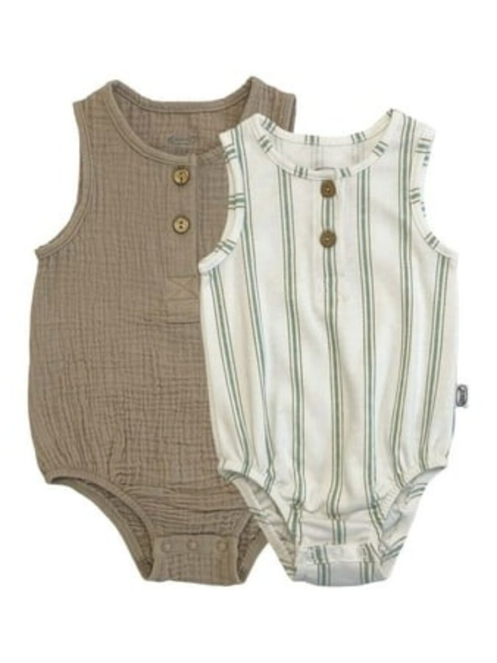 Graco 2PC Muslin Romper Set 9-12M Neutral Baby Outfit
